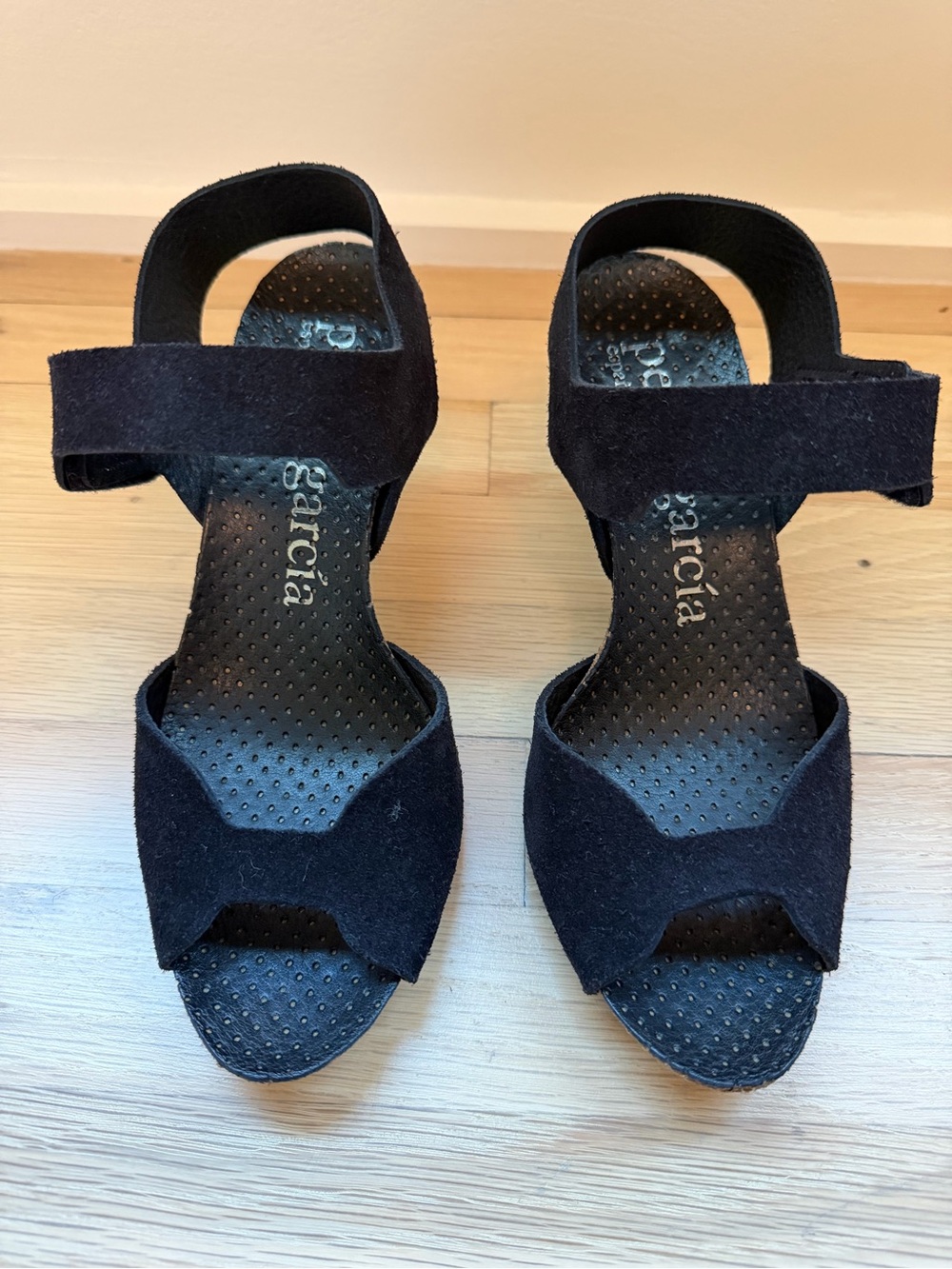 Pedro Garcia Black Suede Open-Toe Strappy Sandals